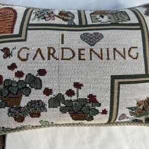 I Love Gardening Tapestry Pillow VTG Country Farmhouse Rustic Charm 12 X 9 Nana